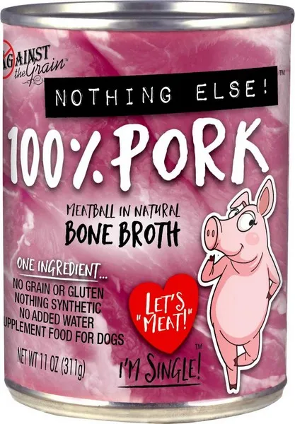 12/11 oz. Against The Grain Nothing Else- One Ingredient Pork Dog Food - Food